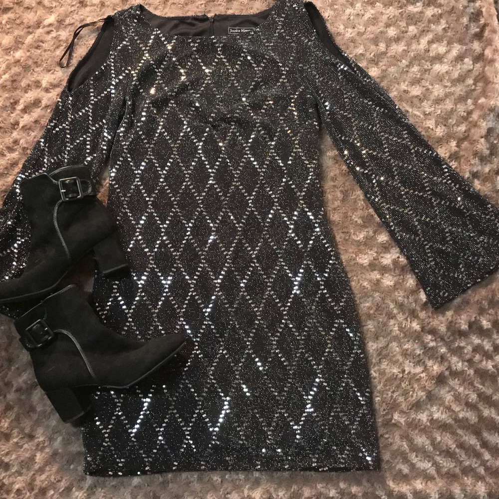 Black Shoulder cut out cocktail dress